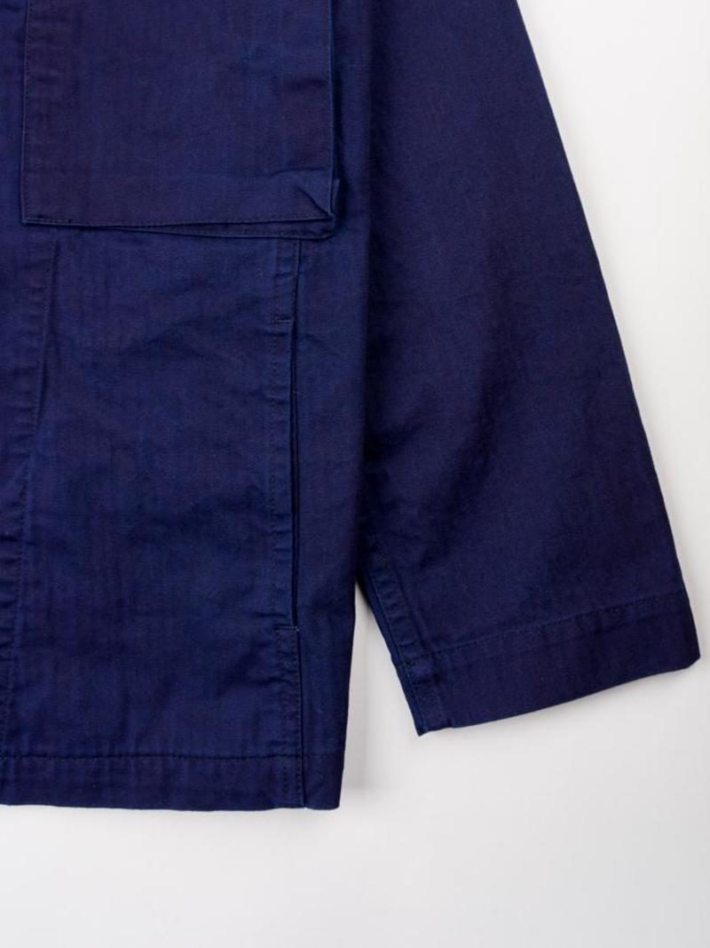 Blue Blue Japan Cotton Herringbone Pattern Big Pocket Shirt Jacket - Indigo