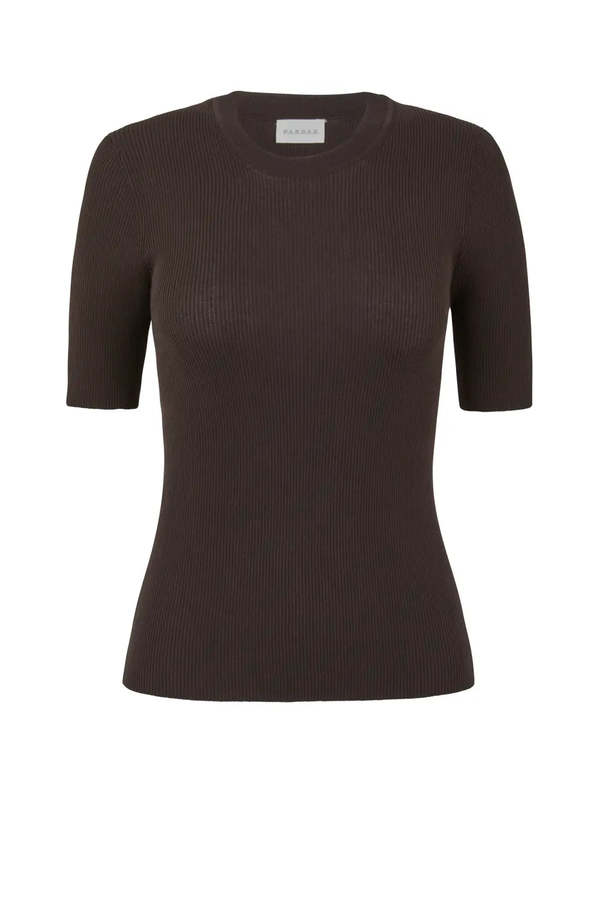 P.A.R.O.S.H. SS Knit Top - Brown