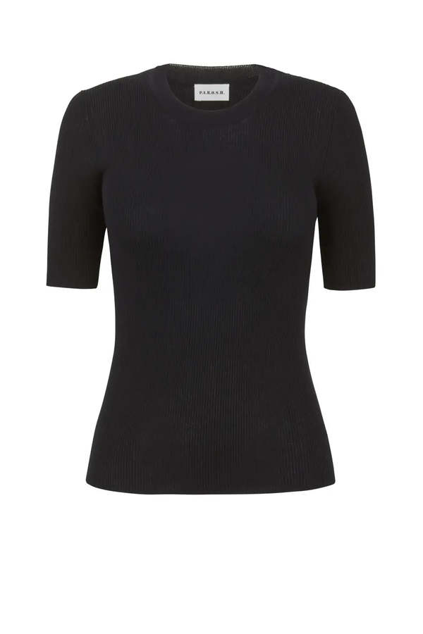P.A.R.O.S.H. SS Knit Top - Nero