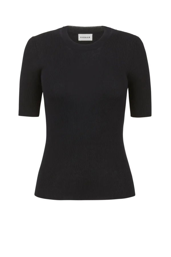 P.A.R.O.S.H. SS Knit Top - Nero