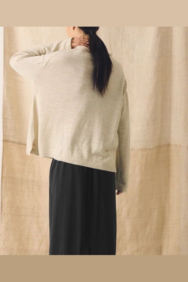 TOAST Linen Cotton Fine Knit Sweater - Parchment