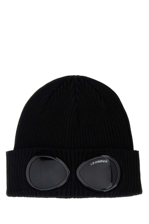 C.P. Company Cotton Beanie Hat - Black