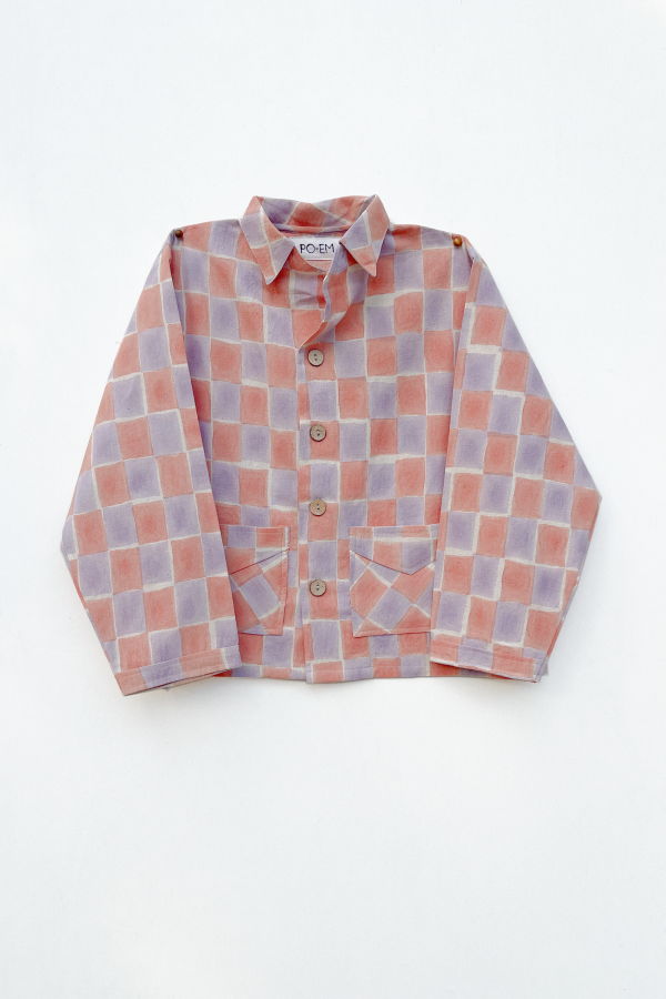 PO-EM Handwoven Cotton Eli Jacket in Sala Block-Print