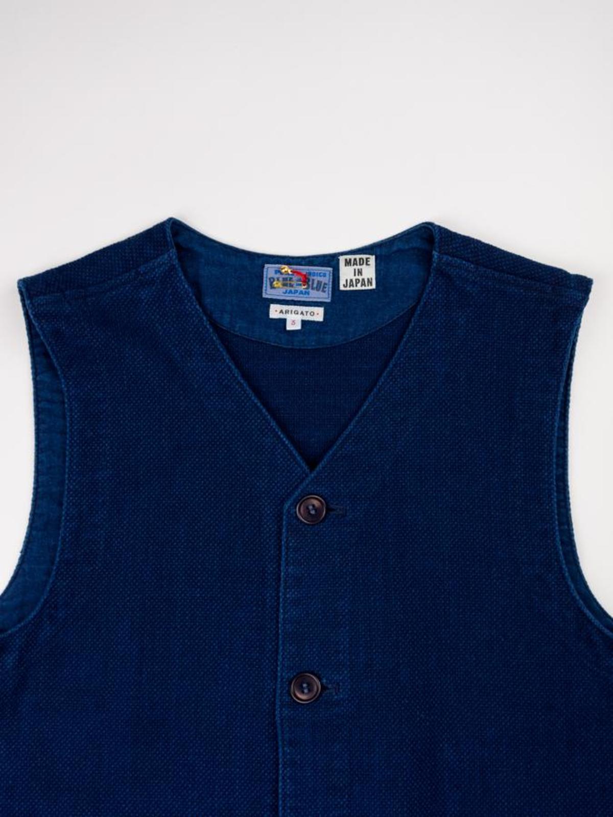 Blue Blue Japan Woven Sashiko Game Vest - Pure Indigo - Image 2 of 5