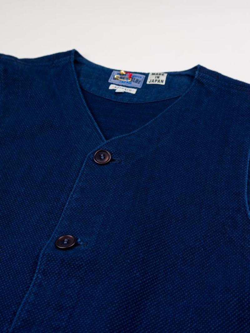 Blue Blue Japan Woven Sashiko Game Vest - Pure Indigo