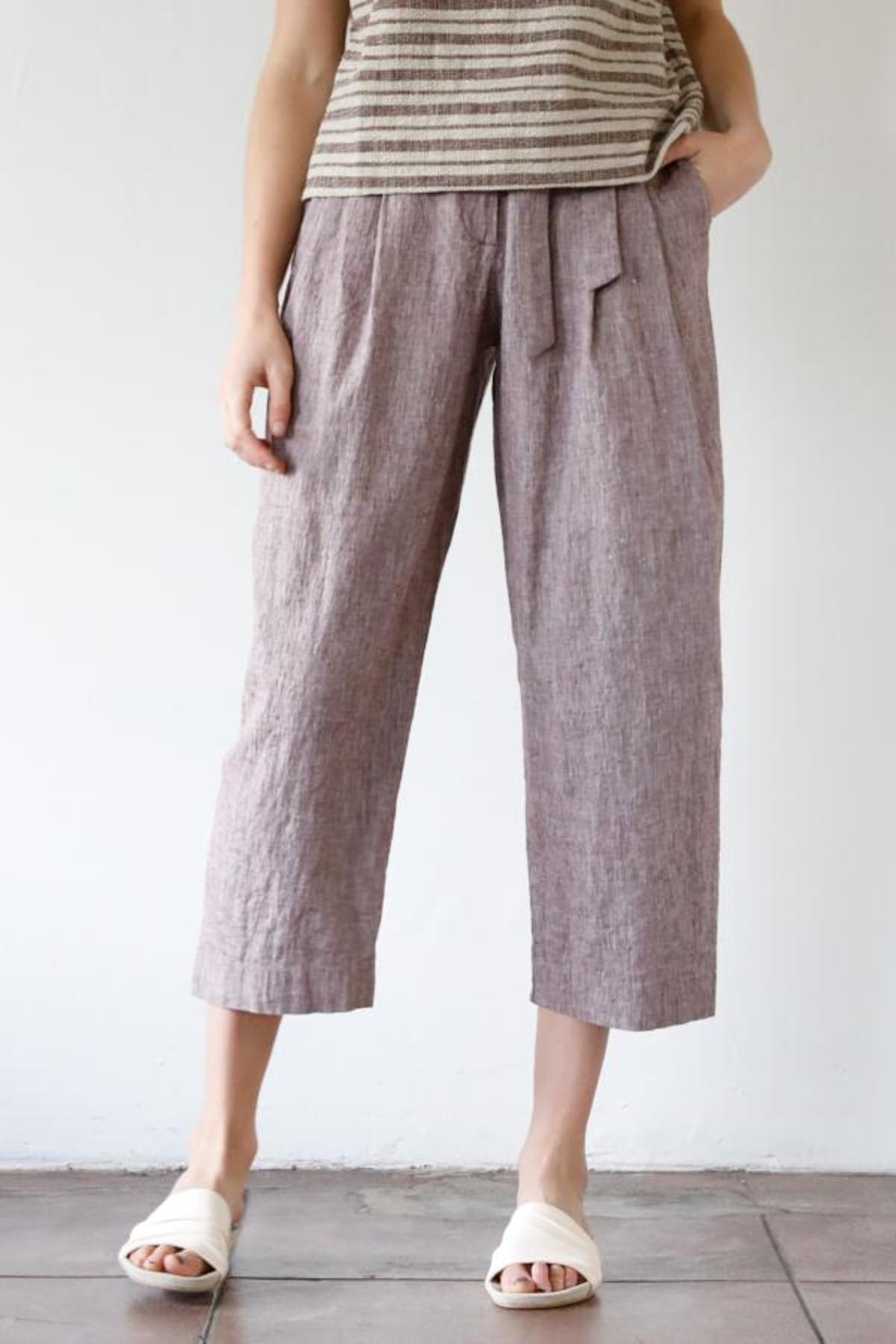 Pomandere Tie Waist Pant - Aubergine - Image 4 of 4