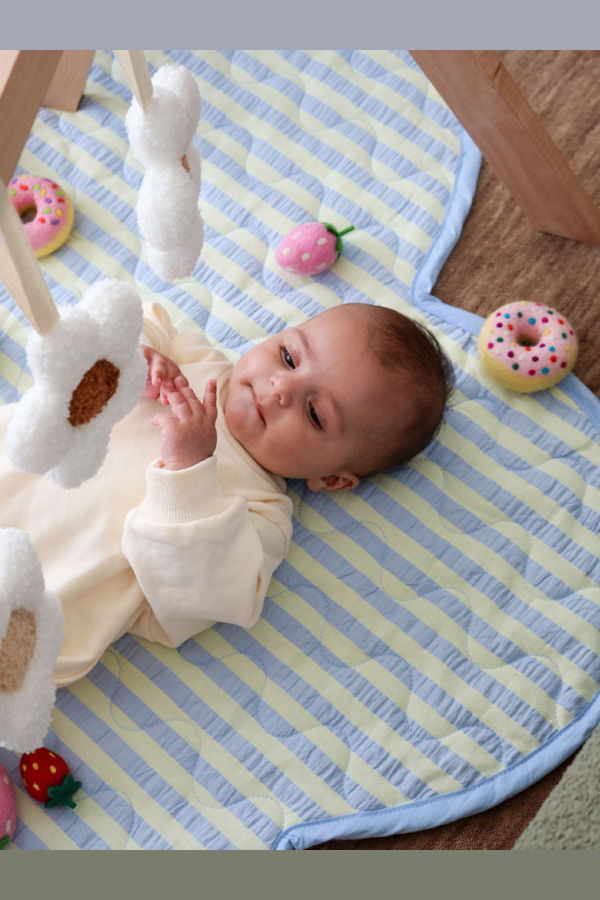 Mosey Me Butter Blue Seersucker Playmat