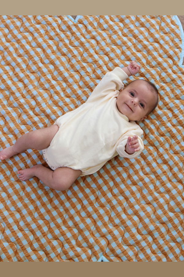 Mosey Me Honey Blue Seersucker Playmat