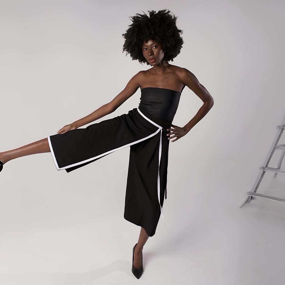 London Atelier Byproduct Asymmetrical Culottes with Wrap Detail - Image 2 of 10