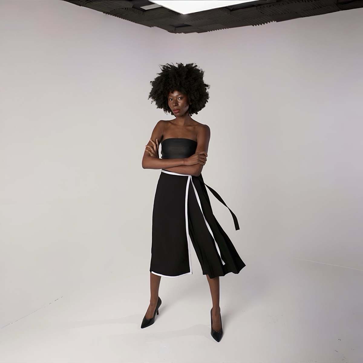 London Atelier Byproduct Asymmetrical Culottes with Wrap Detail - Image 3 of 10