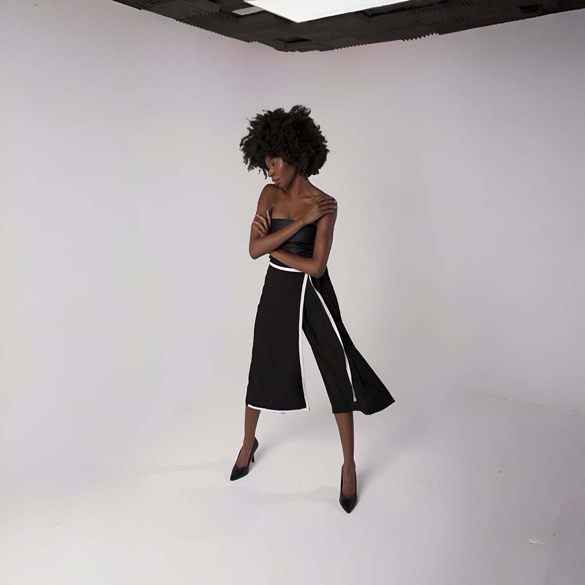 London Atelier Byproduct Asymmetrical Culottes with Wrap Detail - Image 6 of 10