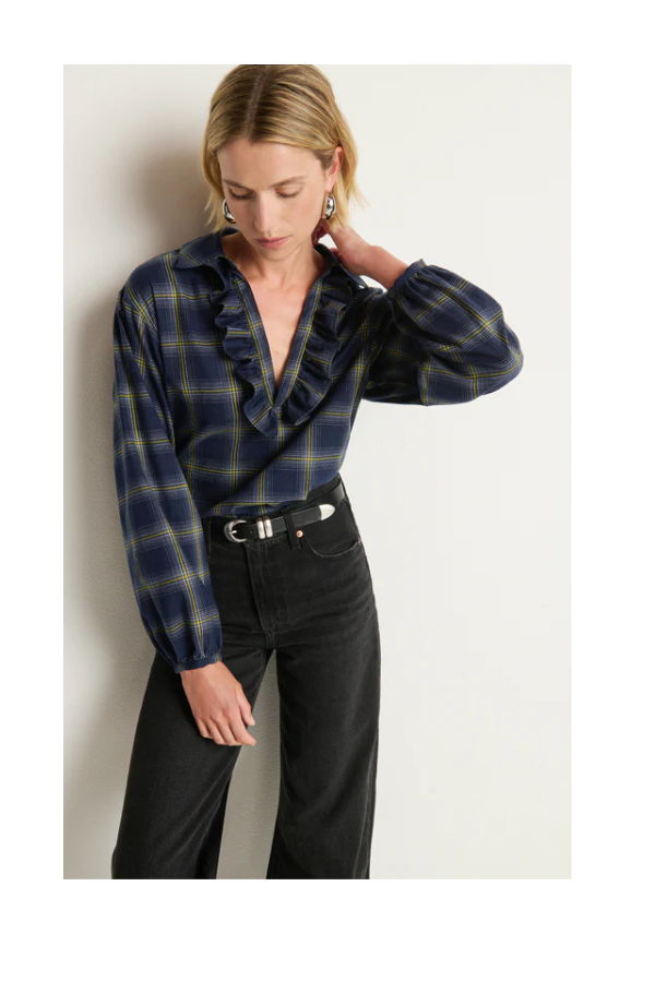 Nation Beckett Blouse - Starry Night Plaid