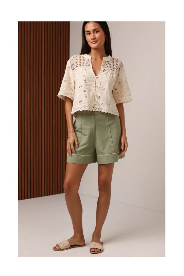 Shore Elena Top - Ivory Eyelet