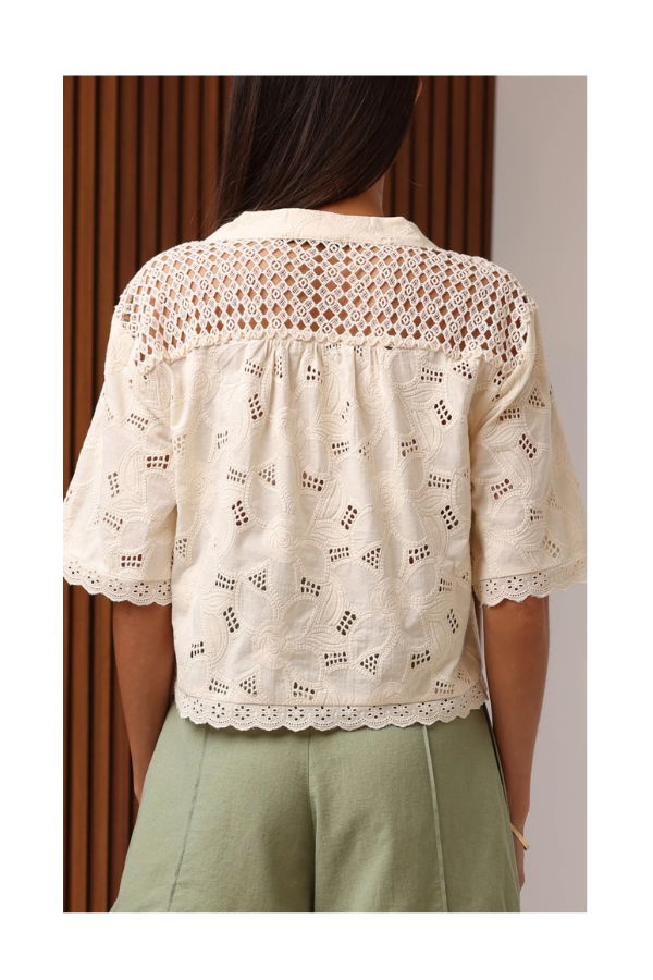 Shore Elena Top - Ivory Eyelet