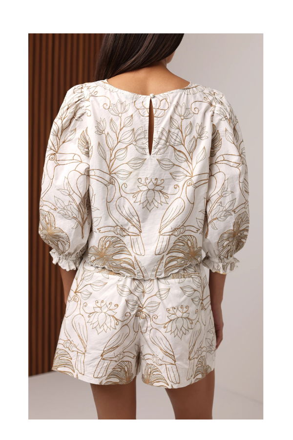 Shore Georgie Toucan Tropic Blouse - Beige