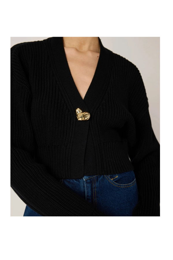 Cleobella Heart Sweater Cardigan - Black