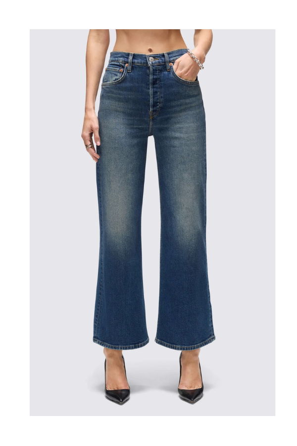 RE/DONE High Rise Wide Leg Crop Jeans