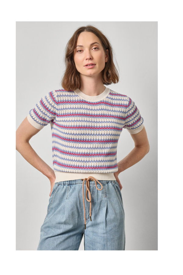 Lilla P. Novelty Stripe Crewneck Sweater