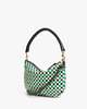 Clare V. Petit Moyen Messenger in Green Apple Multi Woven Checker Crossbody Bag - Thumbnail 3