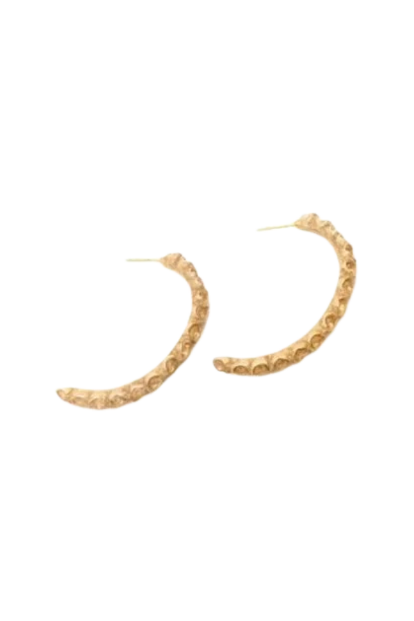 Sylvia Benson Poppy Row Hoop Earrings - Gold