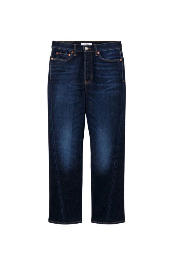 RE/DONE Twisted Stove Pipe Jeans - Dark Lady Blue