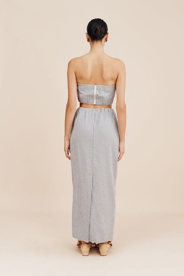 Posse Mira Strapless Crop Top - Gingham Black/Cream
