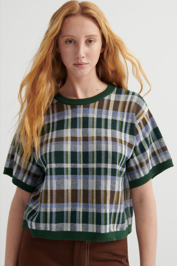 Kowtow Chequered Tee - Forest