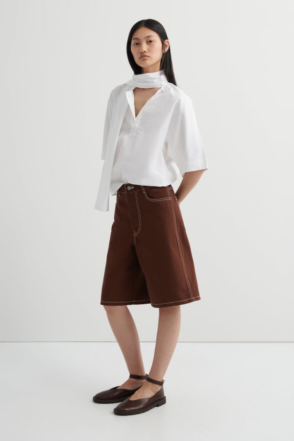 Kowtow Framework Shorts - Brown Denim