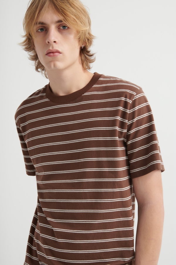 Kowtow Staple Tee - Brown Stripe