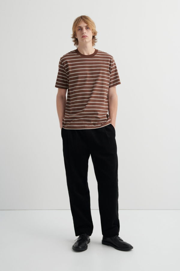 Kowtow Staple Tee - Brown Stripe