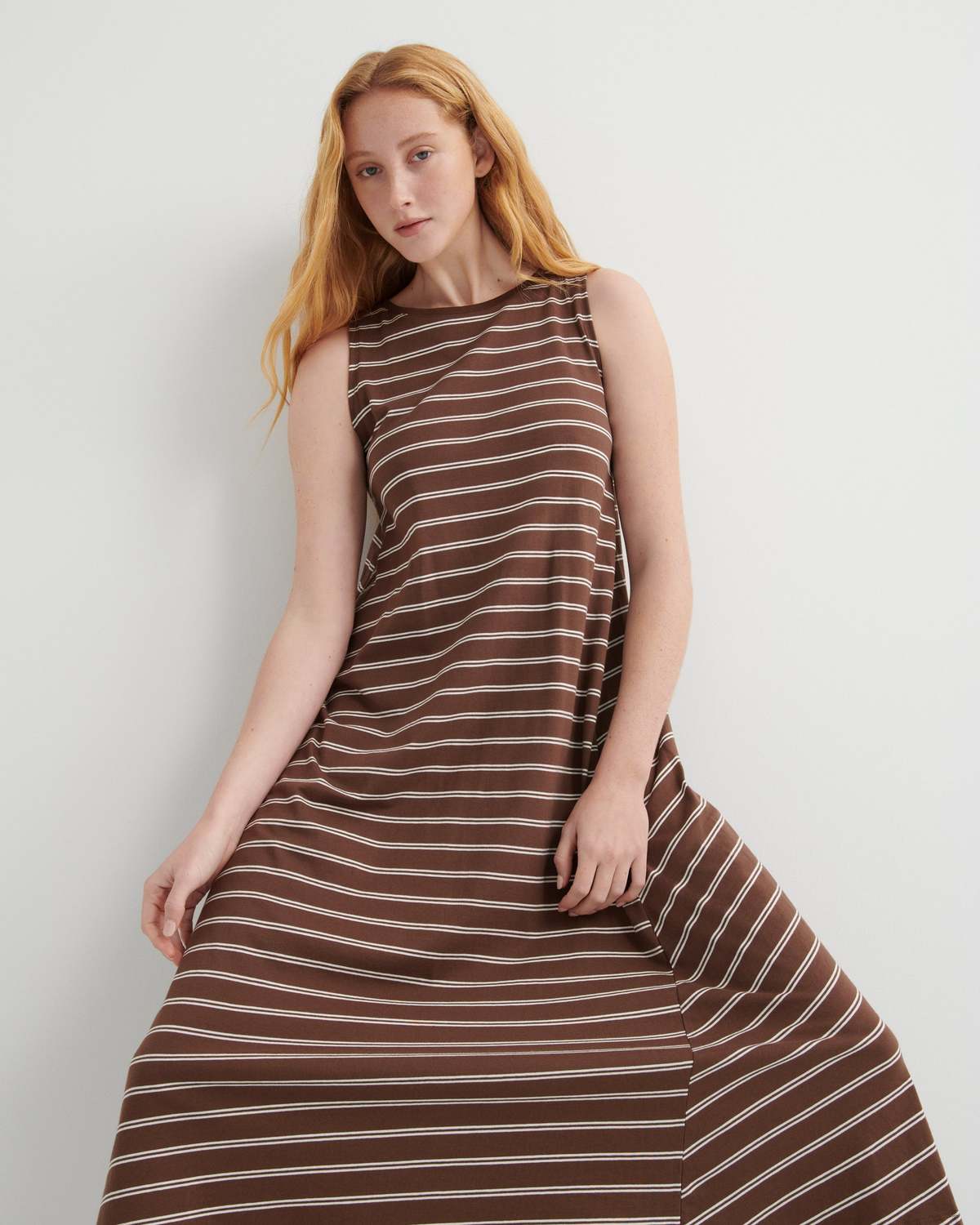 Kowtow Tank Swing Dress - Brown Stripe - Image 1 of 4