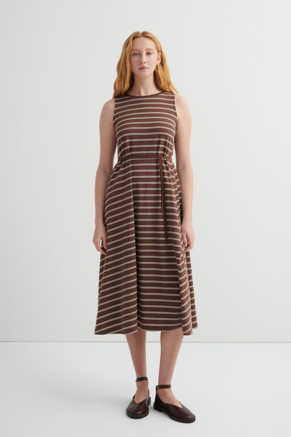 Kowtow Tank Swing Dress - Brown Stripe