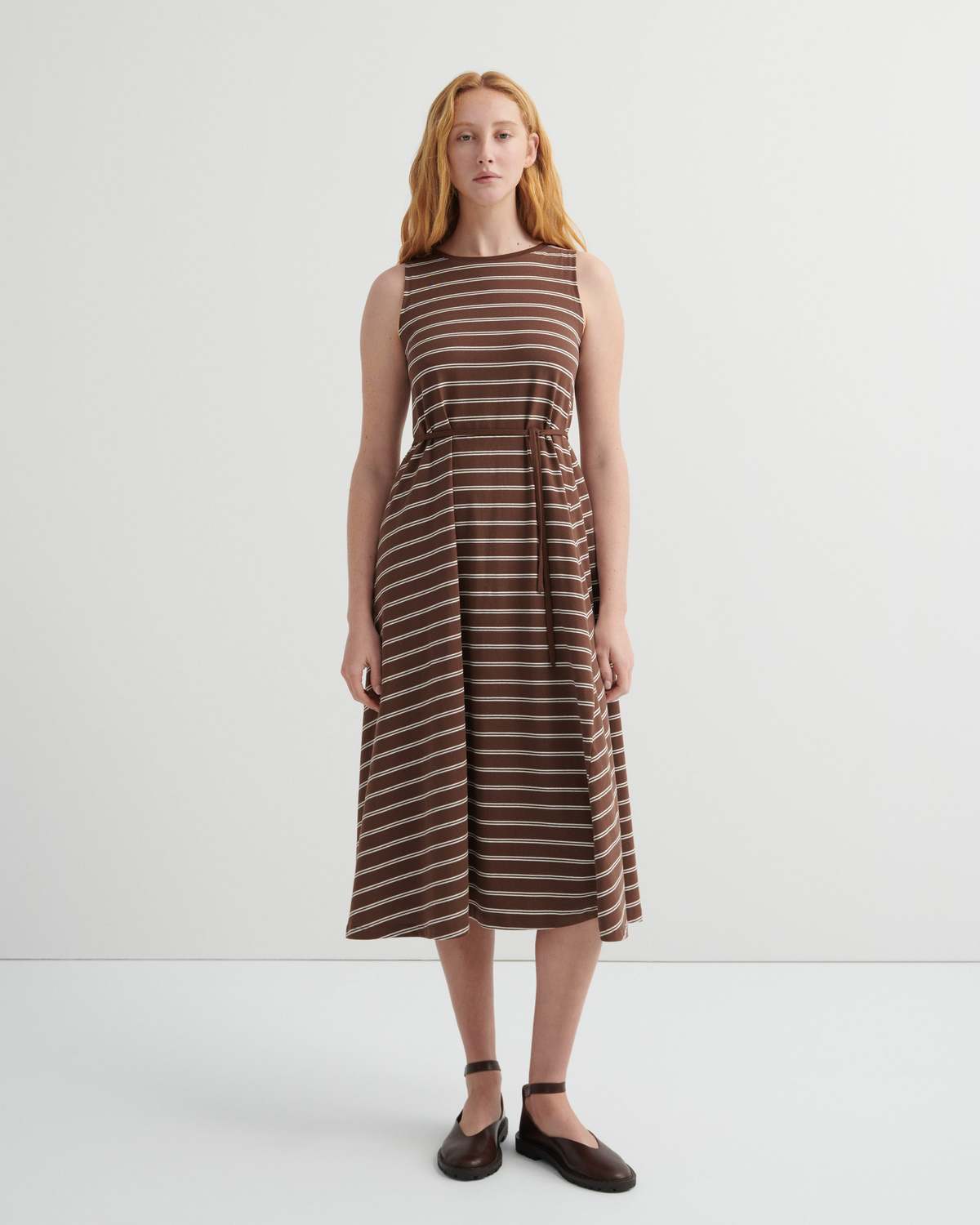 Kowtow Tank Swing Dress - Brown Stripe - Image 2 of 4