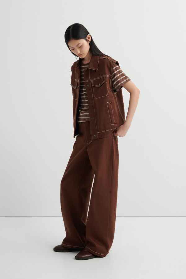 Kowtow Worker Vest - Brown Denim