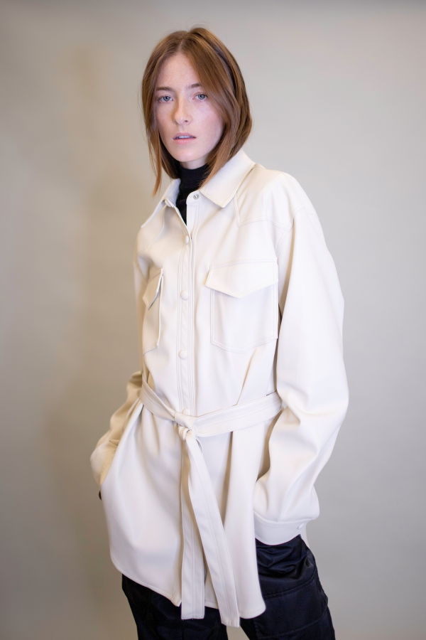The NKC Store Arielle Shacket Jacket - Cream