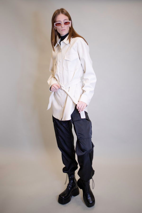 The NKC Store Arielle Shacket Jacket - Cream