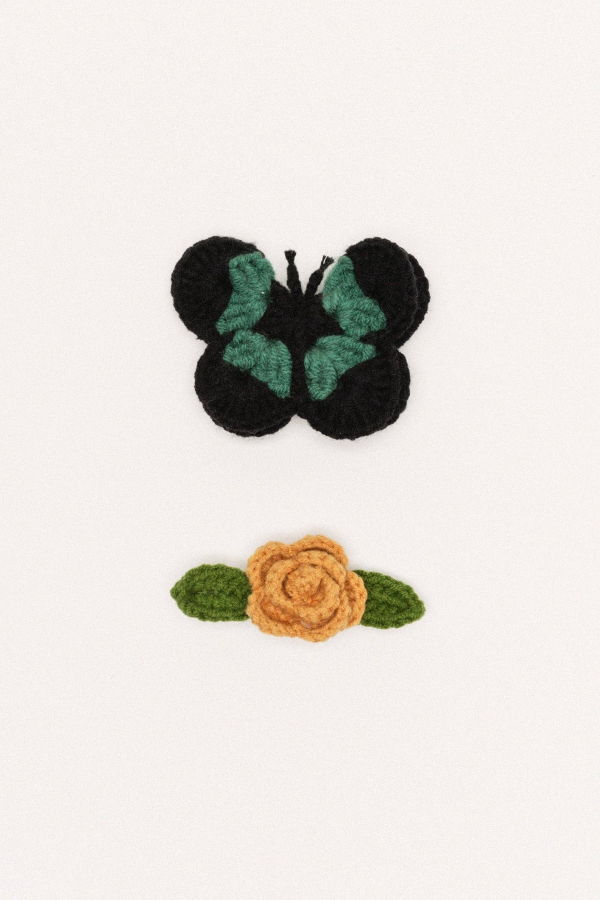 Hansel from Basel Butterfly Garden Crochet Hair Clips - Camel