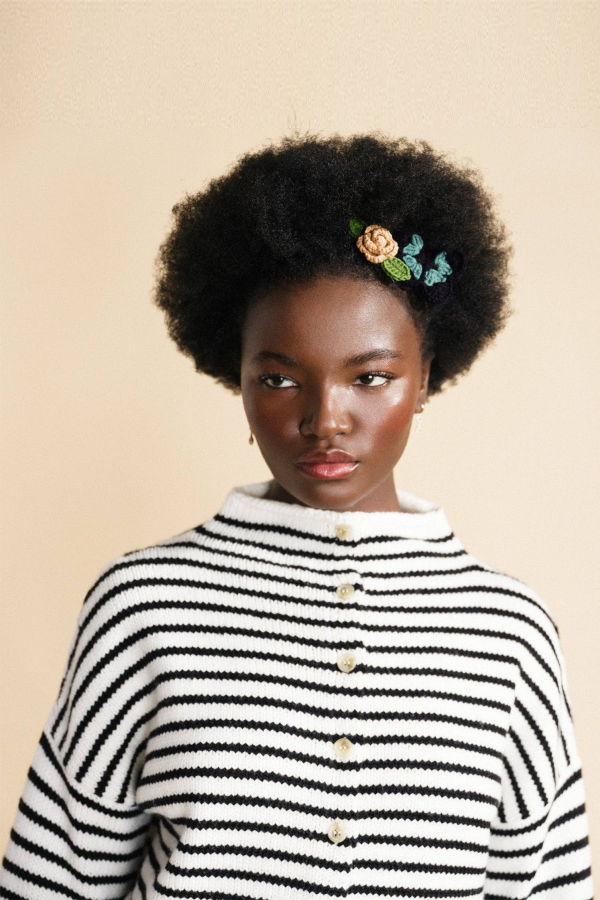 Hansel from Basel Butterfly Garden Crochet Hair Clips - Camel