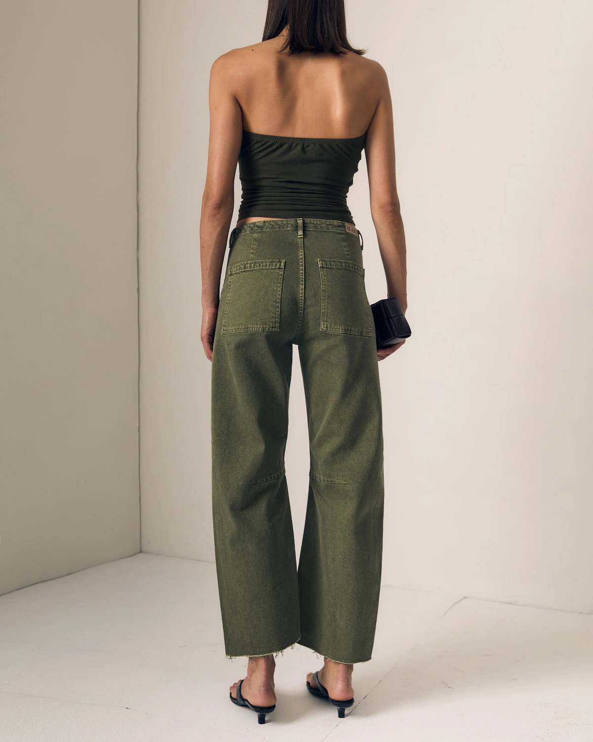 Le Jean Utility Soft Barrel Pants - Olive Green - Image 2 of 4