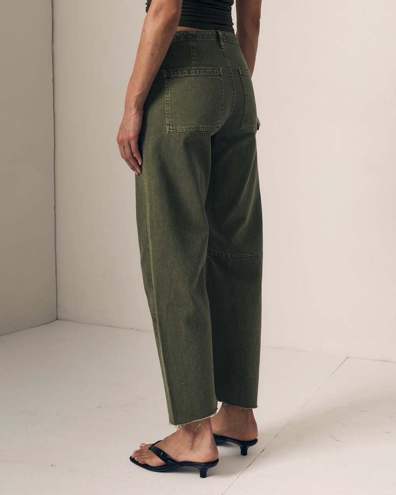 Le Jean Utility Soft Barrel Pants - Olive Green