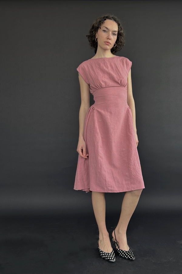 Rightful Owner Pink Veronica Midi Dress