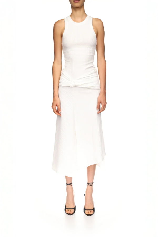 Victoria Beckham Twist Detail Midi Skirt - White