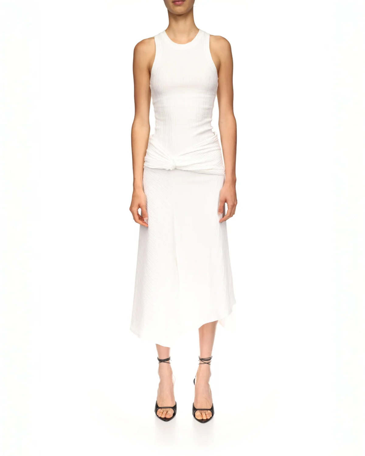Victoria Beckham Twist Detail Midi Skirt - White - Image 2 of 3