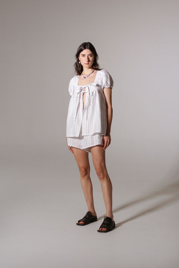 Par Moi Charme Blouse - Beach Stripe