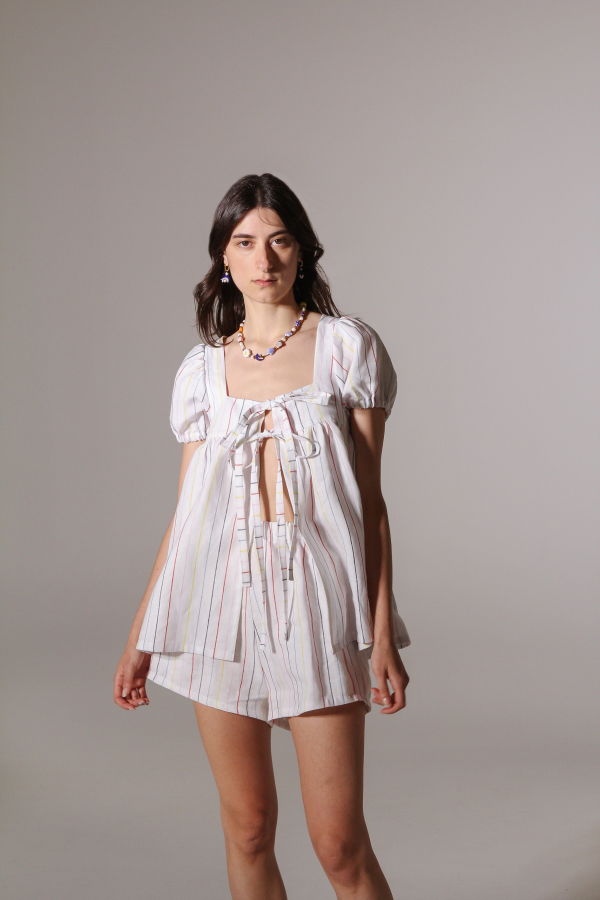 Par Moi Charme Blouse - Beach Stripe