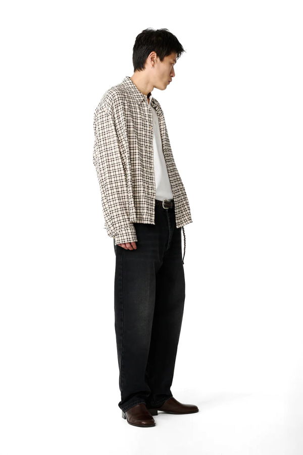 Studio Nicholson Nostra Long Sleeve Shirt - Canvas / Black Check