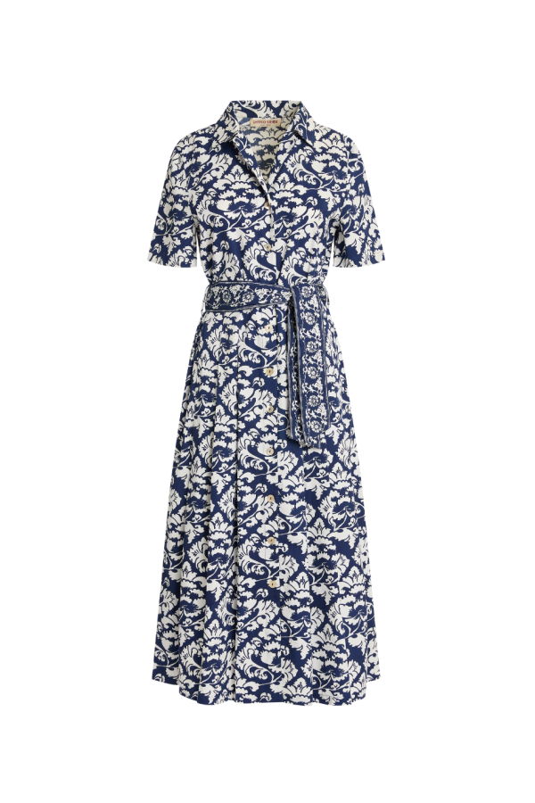 Emporio Sirenuse Claudia Dress - Lotus Flower Dark Blue