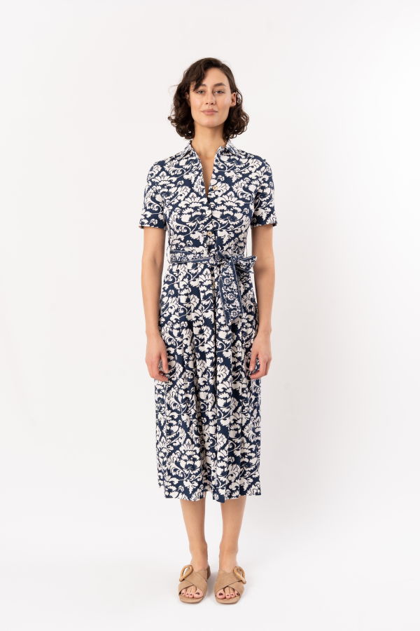 Emporio Sirenuse Claudia Dress - Lotus Flower Dark Blue