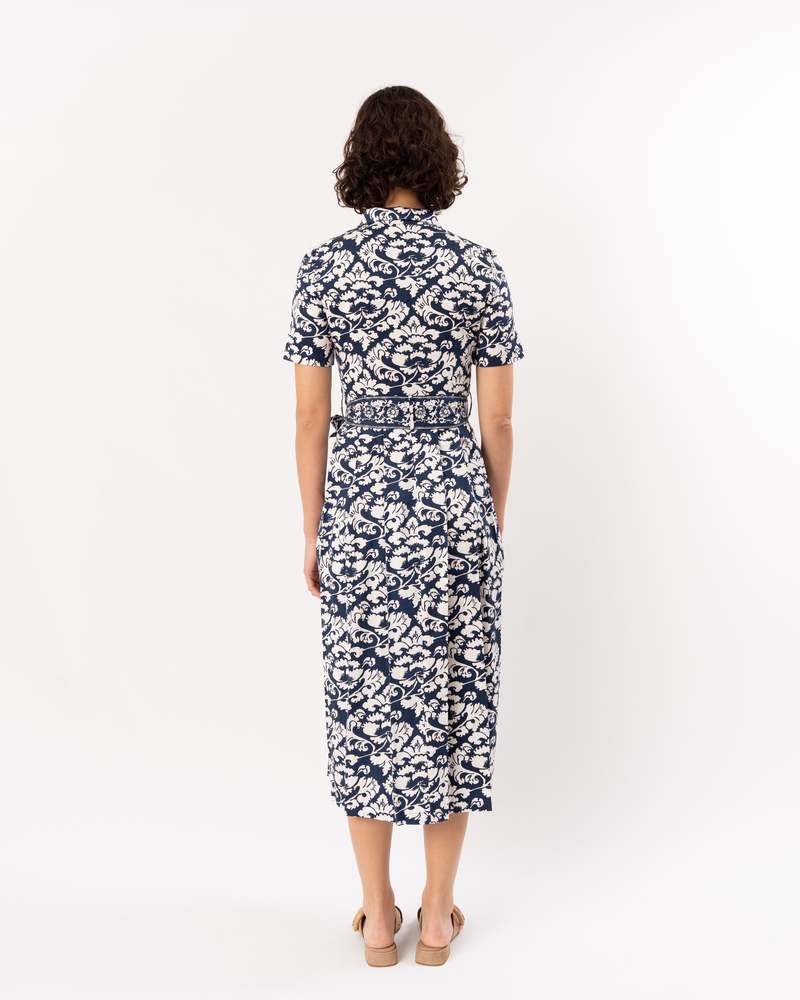 Emporio Sirenuse Claudia Dress - Lotus Flower Dark Blue