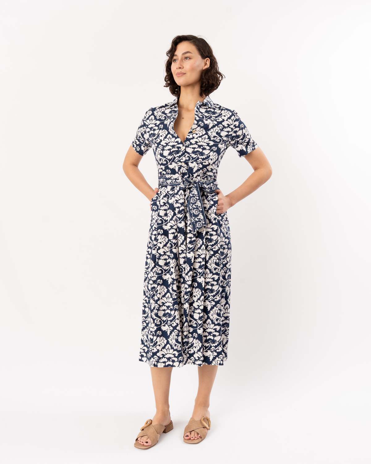 Emporio Sirenuse Claudia Dress - Lotus Flower Dark Blue - Image 5 of 6